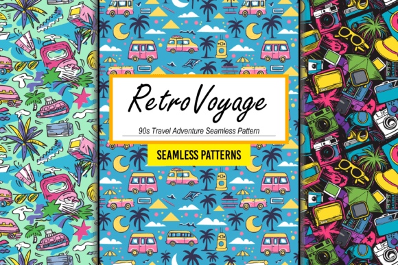 90s Travel Adventure Seamless Pattern: A Nostalgic Design for Modern Creators