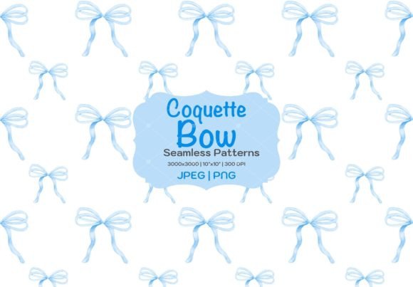 Blue Coquette Ribbon Bow Seamless