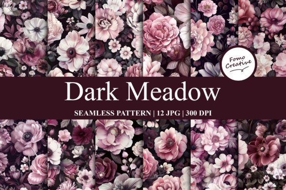 Dark Meadow Seamless Pattern