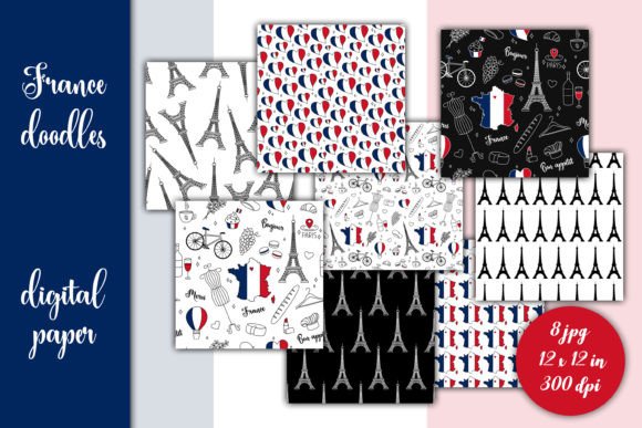 France Digital Paper JPG French Doodles: A Strategic Asset for Creative Projects