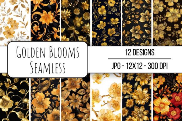 Golden Blooms Seamless Pattern