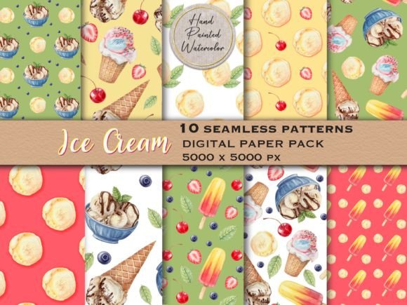 Ice Cream Seamless Pattern Bundle