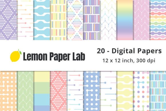 Pastel Rainbow Geometric Digital Pattern