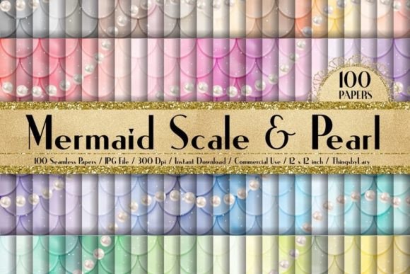 Seamless Pearl Mermaid Scale Papers for Creative Projects