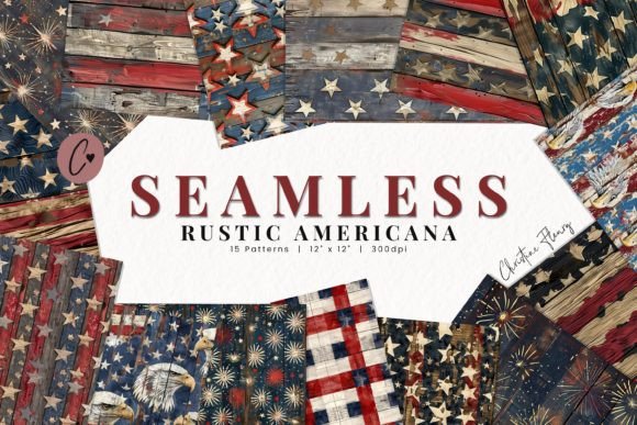 Seamless Rustic Americana Digital Paper