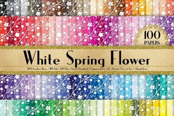 Seamless Spring Flower Digital Paper Evaluation