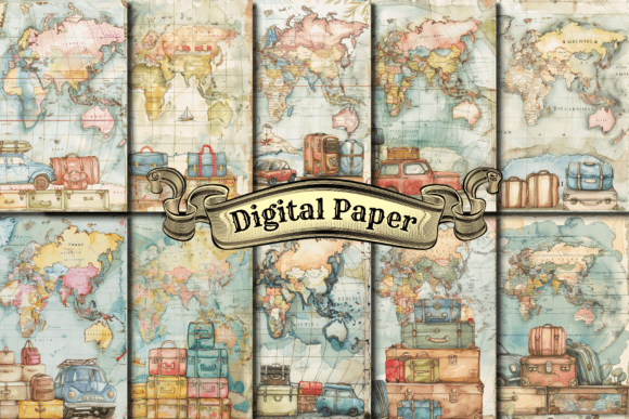 Vintage Travel Scrapbook Paper: A Digital Treasure Trove for Modern Creators